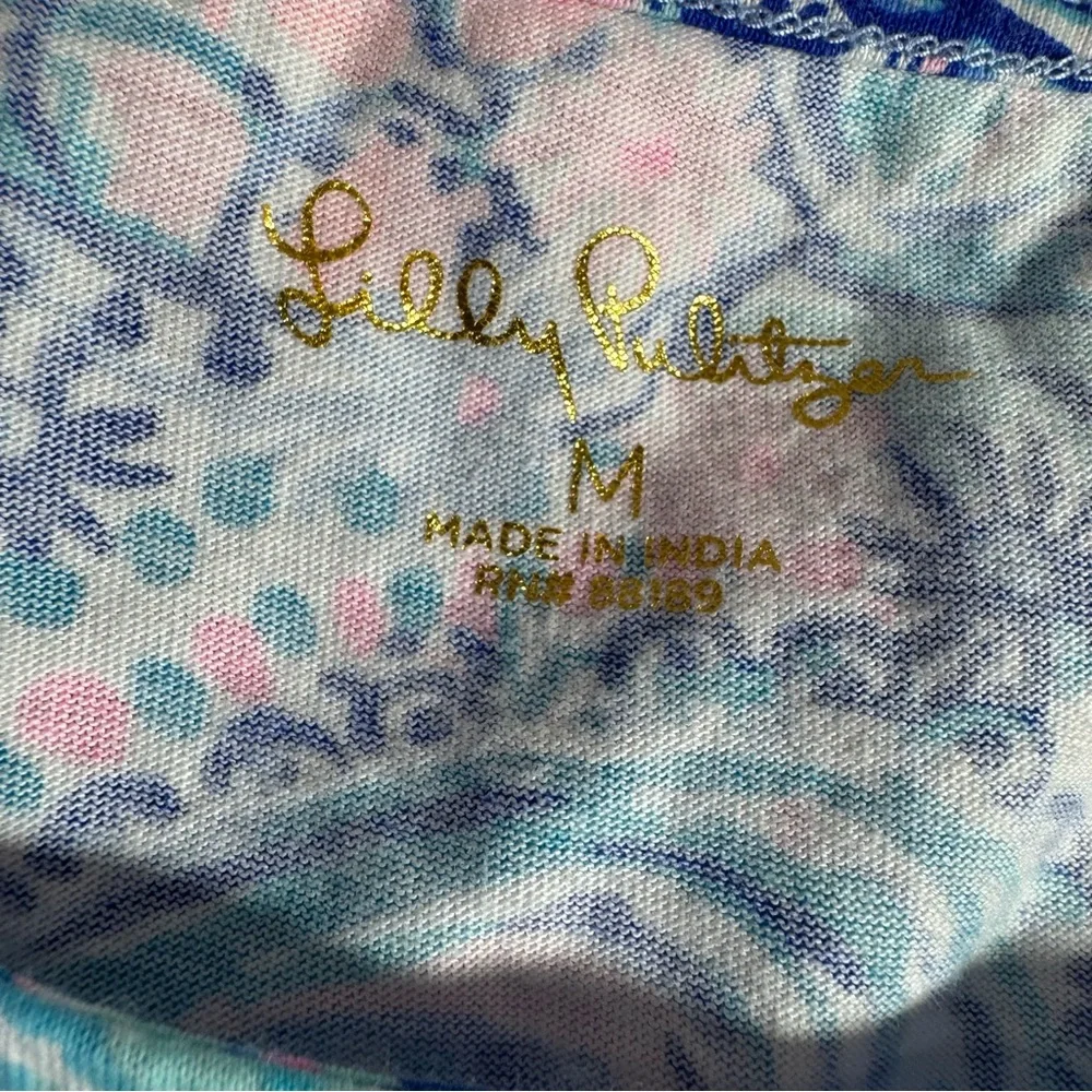 Lilly Pulitzer Girl's Mini Geanna Short Sleeve Swing Dress Blue Pink Size Medium